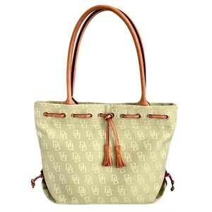 Dooney & Bourke Green Signature Canvas Tassel Shoulder Bag